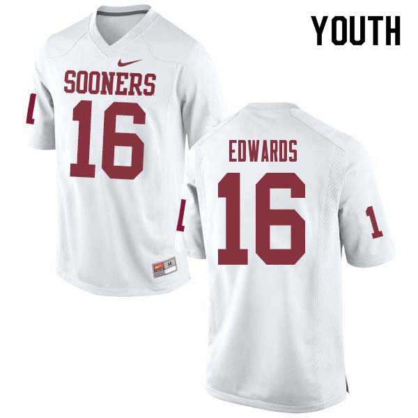 Youth #16 Miguel Edwards Oklahoma Sooners College Football Jerseys Sale-White - Click Image to Close
